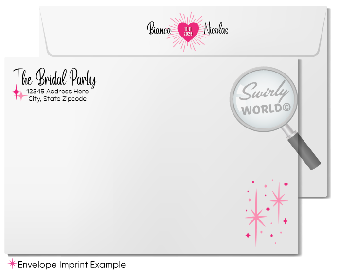 Retro Mid-Century Mod Pink Rockabilly Pin-Up Girl Bridal Shower Printed Invitations