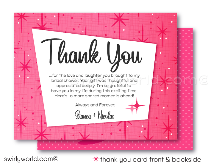 1950s-1960s Retro Mid-Century Mod Pink Pin-Up Girl Bridal Shower Invitation Digital Download