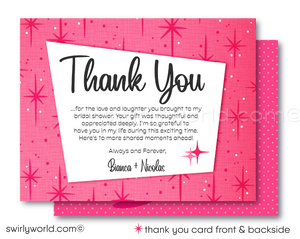 Retro Mid-Century Mod Pink Rockabilly Pin-Up Girl Bridal Shower Printed Invitations