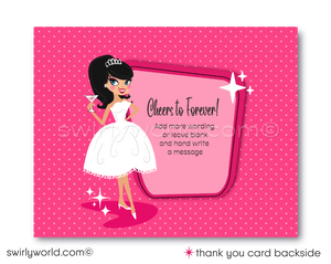 1950s-1960s Retro Mid-Century Mod Pink Pin-Up Girl Bridal Shower Invitation Digital Download