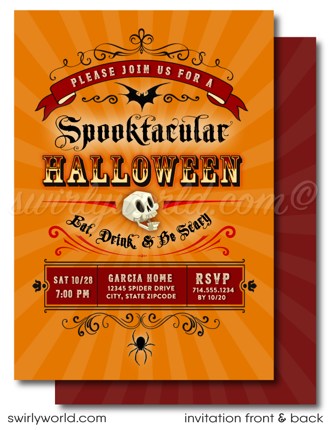 Elevate your Halloween soirée with Swirly World's "Boos and Booze" printed cocktail party invitations! This vintage-inspired design features retro typography on premium cardstock, perfect for an adults-only celebration. Paired with matching envelopes, these invites set the tone for an unforgettable night of chic spooks.
