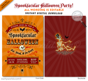 Elevate your Halloween party with Swirly World's "Boos and Booze" Cocktail Party invitations! This chic, vintage-inspired design blends retro charm and captivating typography, perfect for an adults-only celebration. Customize easily and share through print, text, email, or e-vite. Make your event unforgettable!