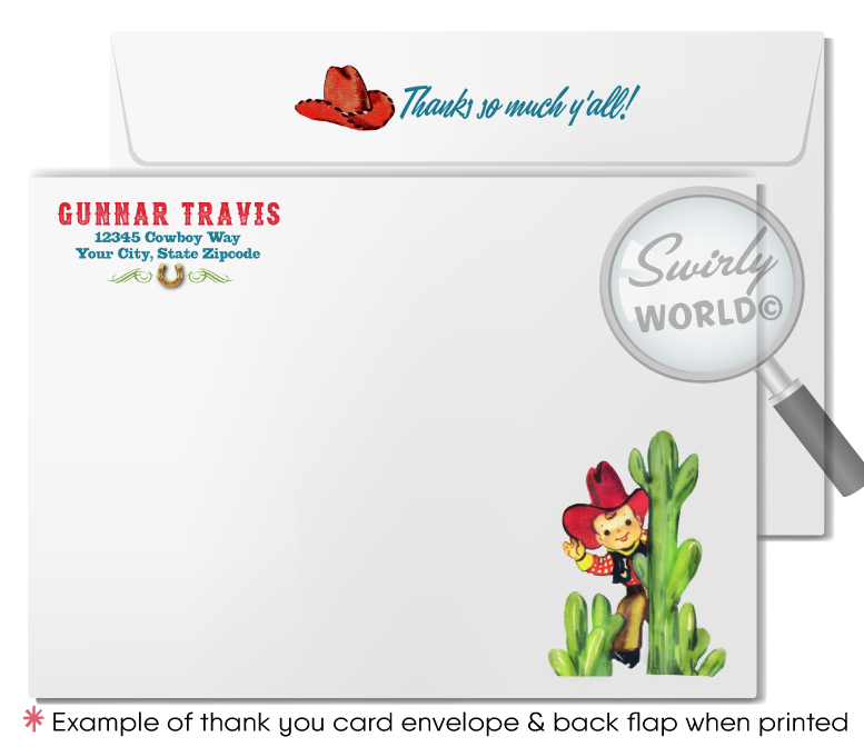 Vintage 1950s Cowboys and Indians Country Western Buckaroo Birthday Invitations for Boys