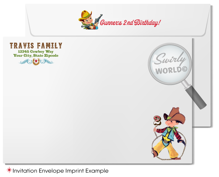 Vintage 1950s "Cowboys and Indians" Country Western Birthday Party Invitations for Boys