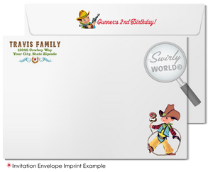 Vintage 1950s "Cowboys and Indians" Country Western Birthday Party Invitations for Boys