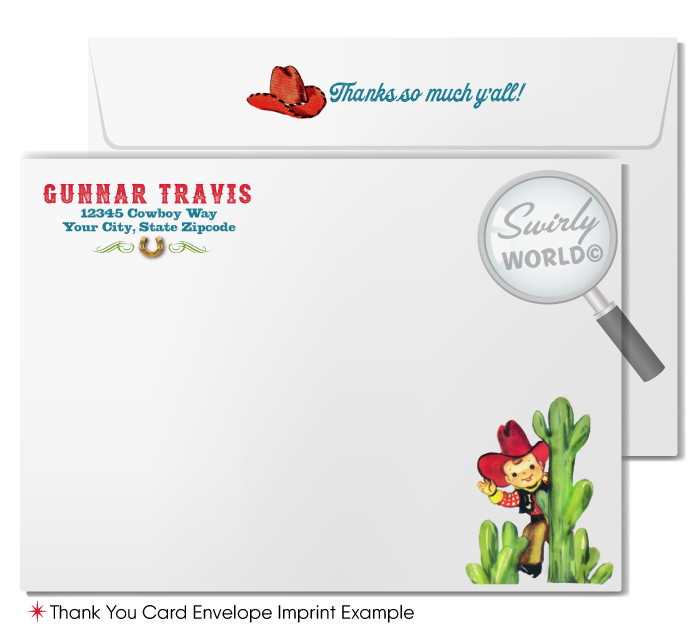 Vintage 1950s "Cowboys and Indians" Country Western Birthday Party Invitations for Boys