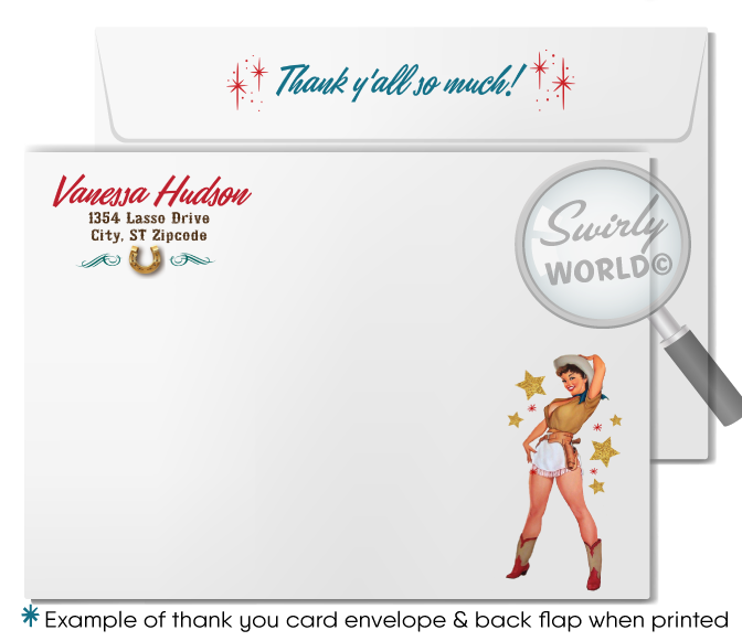 Retro Rockabilly 1950's Western Pinup Cowgirl 50th Birthday Party Invitation Digital Download