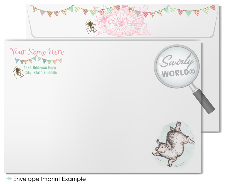 Vintage Charlotte's Web Baby Shower Invitation Set - Classic Barnyard Theme with Envelopes & Thank You Cards