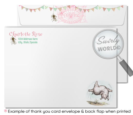 Charlotte's Web Baby Shower Invitation and Thank You Card Digital Download Bundle