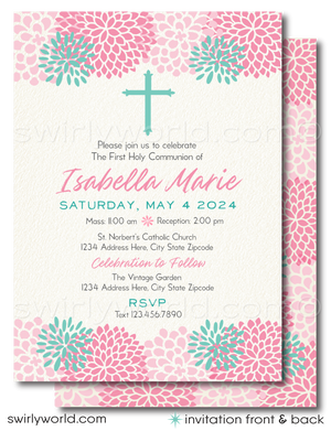 First Communion invitations for girls. Girls first communion theme. Pink Rosary First Holy Communion invites. Printed First Holy Communion invitations for girls. Girl theme 1st Communion invitations. Where can I find First Communion Invites for girls? Delight Invite has beautiful and unique First Communion Invites.