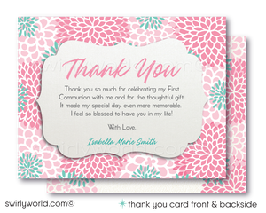 Vintage Floral First Holy Communion Digital Invitation - Editable Watercolor Design for Baptism & Confirmation