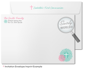 Vintage Floral First Holy Communion Digital Invitation - Editable Watercolor Design for Baptism & Confirmation