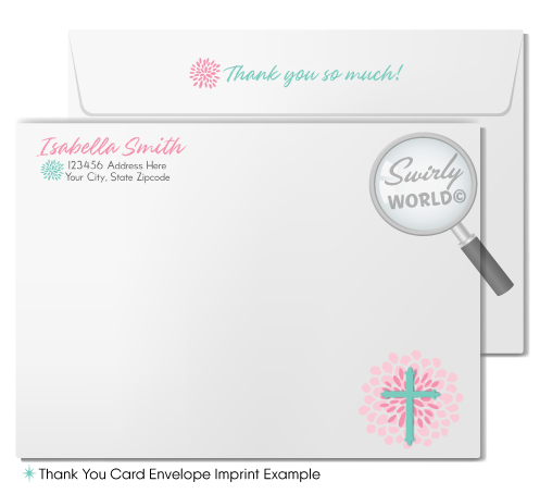 Vintage Floral First Holy Communion Printed Invitation - Editable Design for Baptism & Confirmation