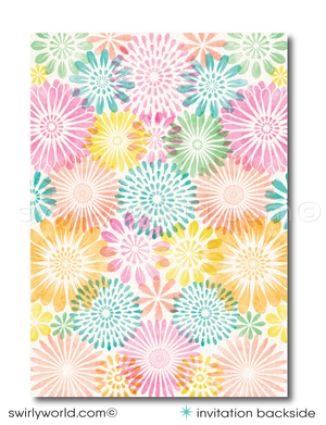 Spring Floral Watercolor First 1st Holy Communion Invitation and Thank You Card Digital Download