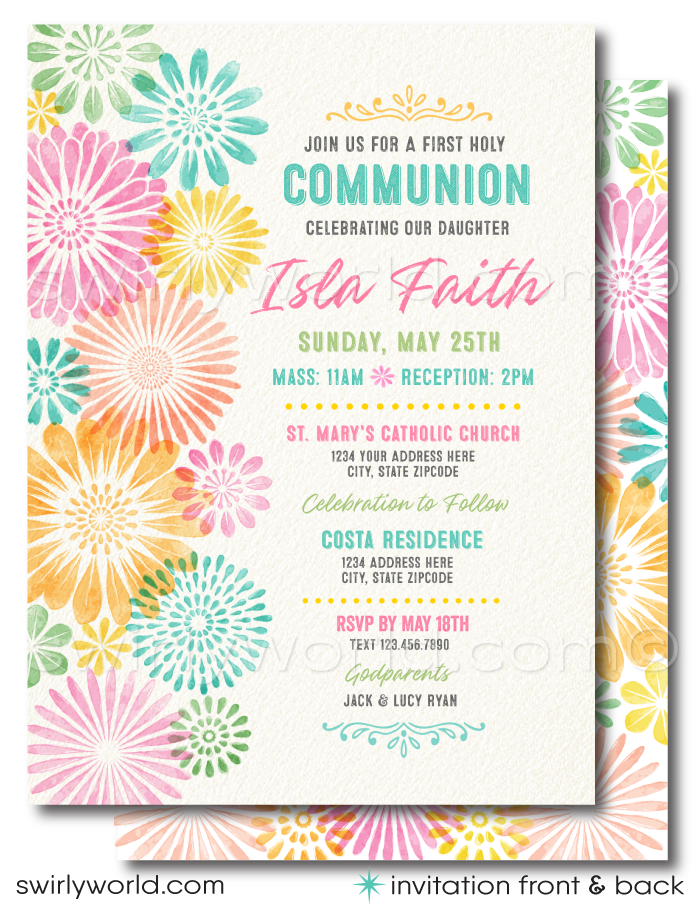 First Communion Invitations Handmade First Holy Communion Invitation