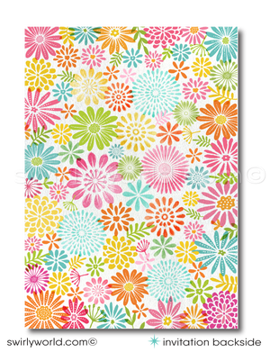 Beautiful Spring Floral Watercolor First 1st Holy Communion Invitation Digital Download