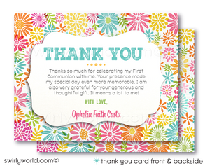 Beautiful Spring Floral Watercolor First 1st Holy Communion Invitation Digital Download