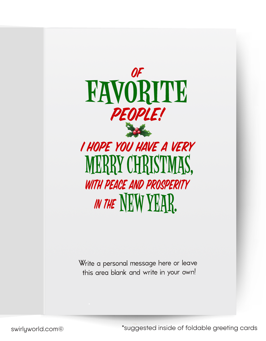 Vintage-style Christmas card with Santa Claus and reindeer, featuring text 'You're on my list'.