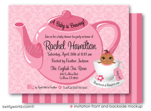 Tickled Pink "It's a Girl" Tea Party Printed Baby Shower Invitations & Envelopes
