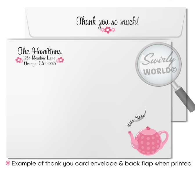 Tickled Pink "It's a Girl" Tea Party Printed Baby Shower Invitations & Envelopes