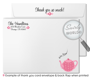 Tickled Pink "It's a Girl" Tea Party Printed Baby Shower Invitations & Envelopes