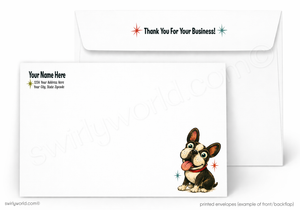 We Are Jumping for Joy Retro French Bulldog Business Thank You Flat Card