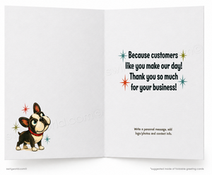 We Are Jumping for Joy Retro French Bulldog Business Thank You Flat Card