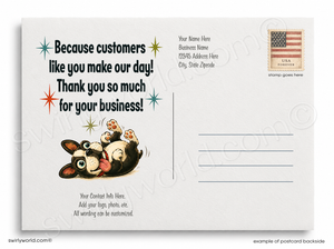 We Are Jumping for Joy Retro French Bulldog Business Thank You Flat Card