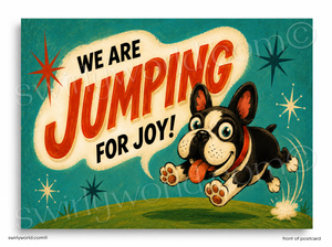 We Are Jumping for Joy Retro French Bulldog Business Thank You Flat Card