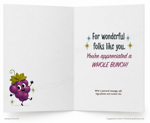 We Are So Very Grapeful Retro Grape Business Thank You Postcard