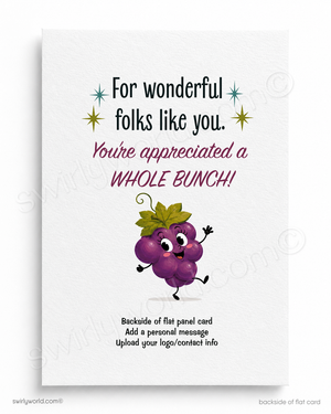 We Are So Very Grapeful Retro Grape Business Thank You Postcard