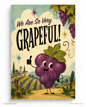 We Are So Very Grapeful Retro Grape Business Thank You Postcard
