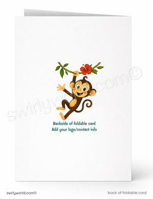 We Go Bananas! Funny Monkey Greeting Card | Retro Tropical Mid-Century