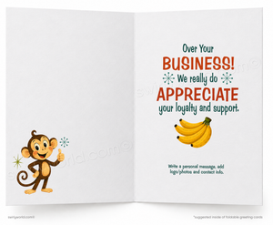 We Go Bananas For Business | Client Appreciation | Retro Monkey Thank You Postcard