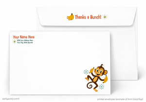 We Go Bananas For Business | Client Appreciation | Retro Monkey Thank You Postcard