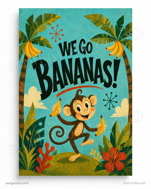 We Go Bananas For Business | Client Appreciation | Retro Monkey Thank You Postcard