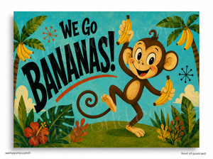 We Go Bananas For Business | Client Appreciation | Retro Monkey Thank You Postcard