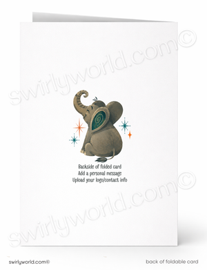 Retro Elephant Business Thank You Card | Never Forget Flat Panel Greeting