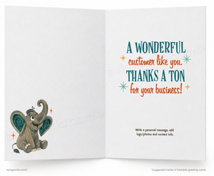 We Would Never Ever Forget Retro Elephant Business Thank You Greeting Card