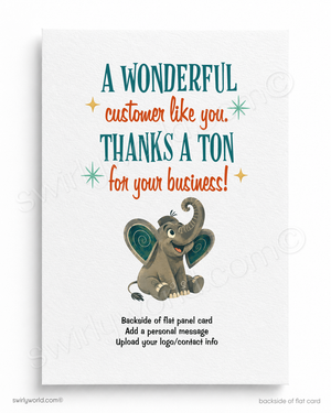Retro Elephant Business Thank You Card | Never Forget Flat Panel Greeting