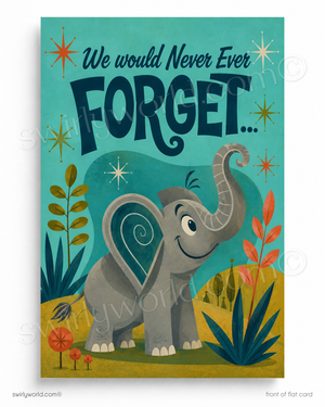 Retro Elephant Business Thank You Card | Never Forget Flat Panel Greeting