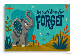 Retro Elephant Business Thank You Card | Never Forget Flat Panel Greeting
