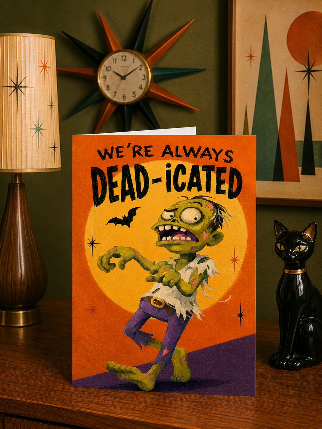 We’re Always Dead-icated Funny Zombie Halloween Card