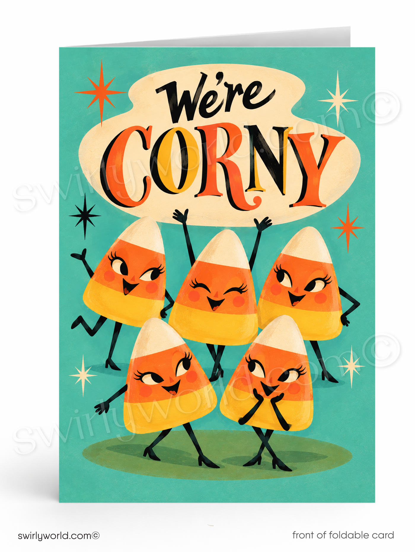 We’re Corny Funny Candy Corn Retro Halloween Card