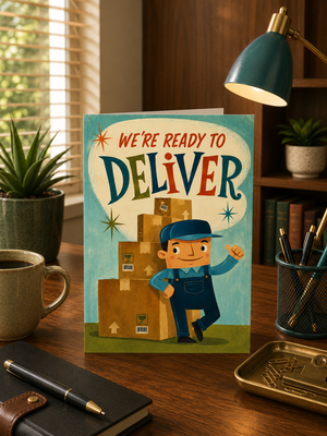We’re Ready to Deliver Funny Business Promotion Greeting Card