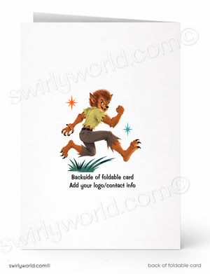 What a Howl Funny Werewolf Retro Halloween Card