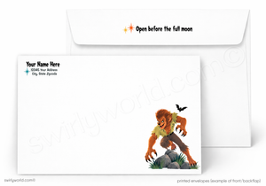 What a Howl Funny Werewolf Retro Halloween Card