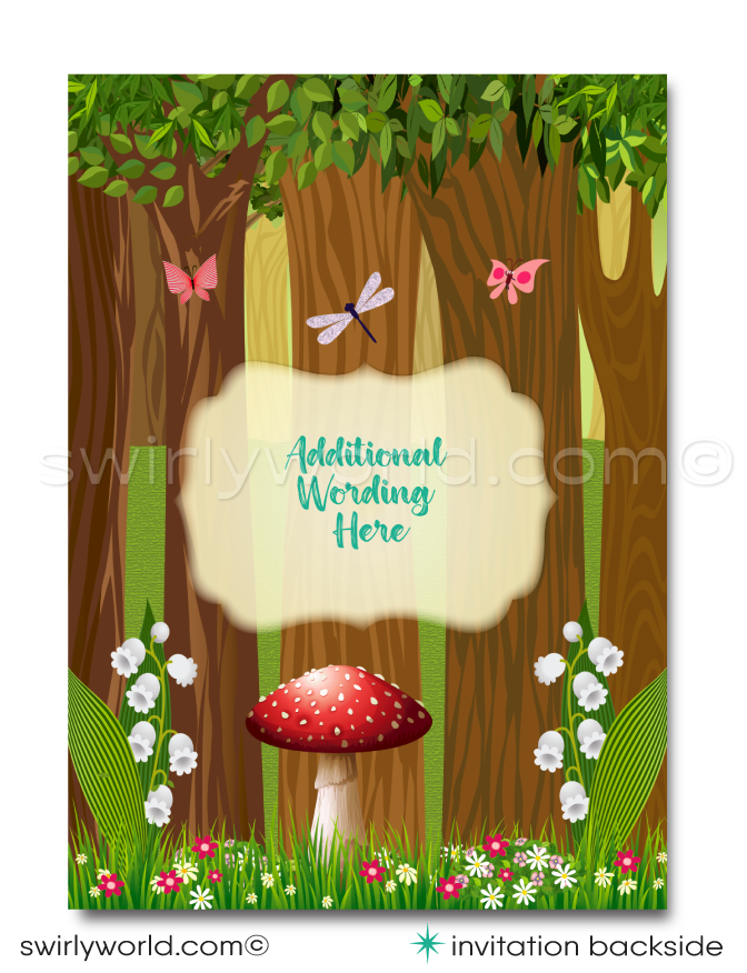 Magical Fairy Pixies Woodland Garden Girl's Birthday Party Invitation Digital Download