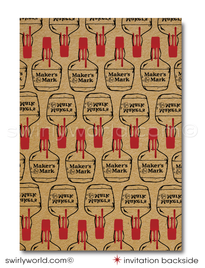 Raise a glass to sophistication and style with our "Makers Mark" inspired birthday invitation, perfectly crafted for the whiskey aficionado celebrating another year of fine taste. This printed invitation set boasts a digitally printed craft paper background, lending an air of authenticity and rustic charm that pairs seamlessly with the spirit of whiskey appreciation.