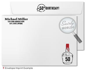 Makers Mark Label Whiskey Liquor 40th Birthday Party Printed Invitations for Guys Men